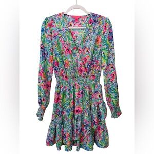 Lilly Pulitzer - Colorful Floral Dress with Ruffle Detail
